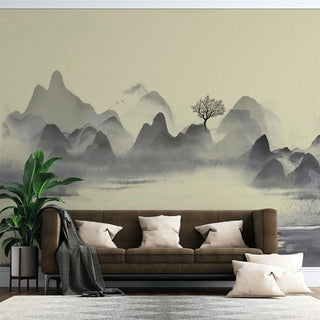 Cloudy Morning Lake Wallpaper: A Stunning Nature Scene-GraffitiWallArt