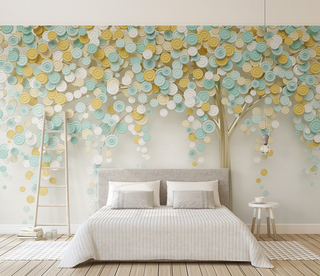 Colourful 3D Tree Wallpaper Murals - Transform Your Space-GraffitiWallArt