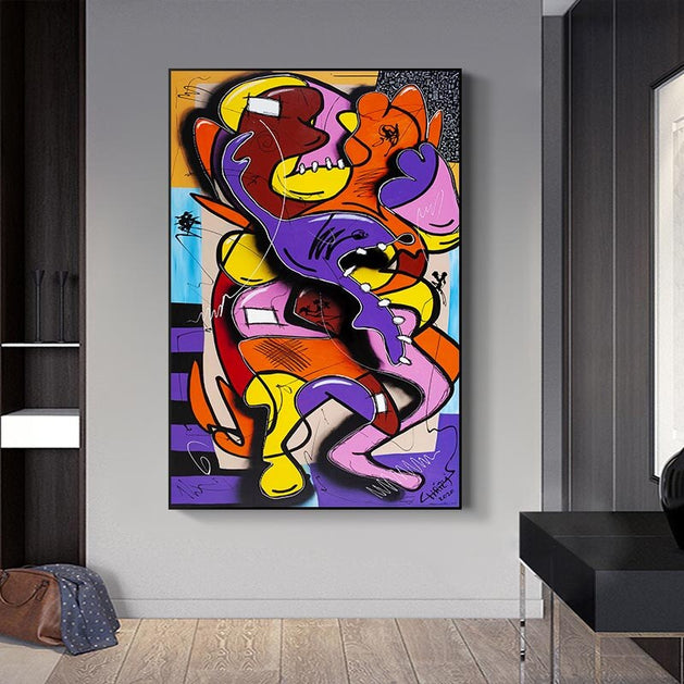 Colourful Abstract Canvas Wall Art: Expressive Masterpiece-GraffitiWallArt