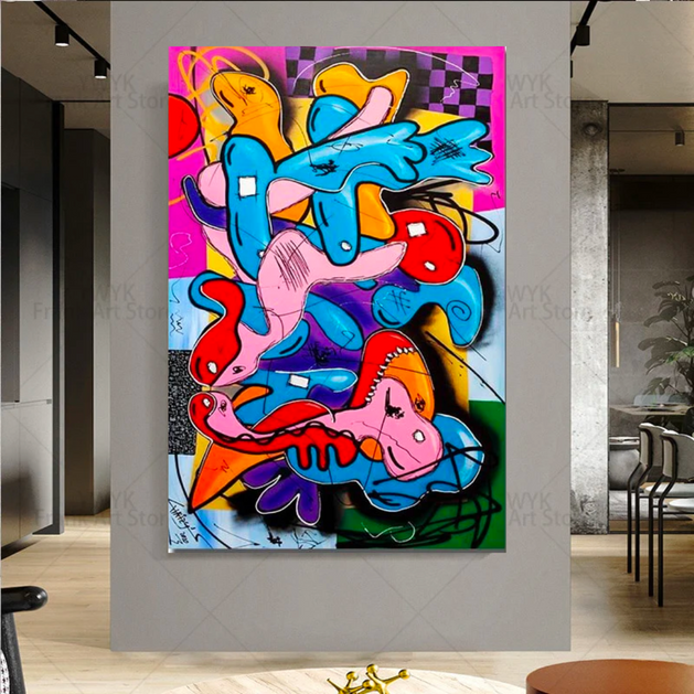 Colourful Abstract Wall Art: Vibrant and Expressive Design-GraffitiWallArt