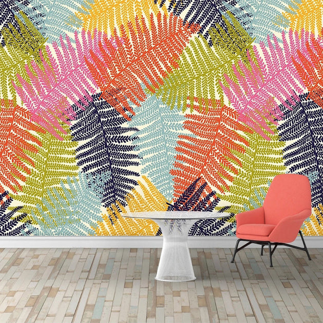 Colourful Leaves Wallpaper: Get Vibrant & Striking Designs-GraffitiWallArt