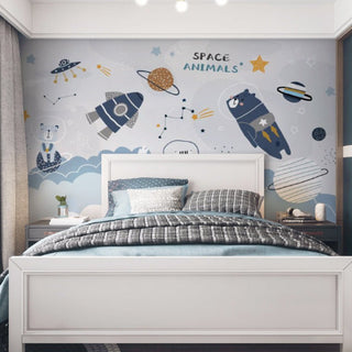 Cosmic Space Rocket Adventures Wallpaper-GraffitiWallArt