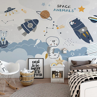 Cosmic Space Rocket Adventures Wallpaper-GraffitiWallArt