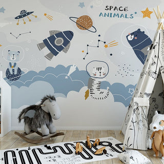 Cosmic Space Rocket Adventures Wallpaper-GraffitiWallArt