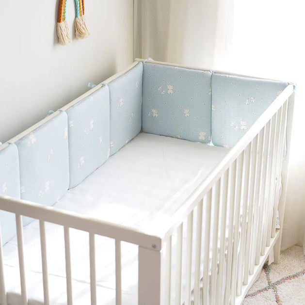 Cotton Cartoon Nursery Bedding Set - 6pcs Baby Cot Cot Bumper Combo-GraffitiWallArt