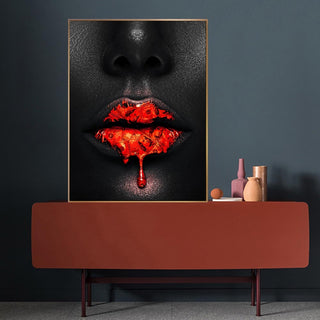 Creative Red Lips Dollar Canvas Wall Art-GraffitiWallArt