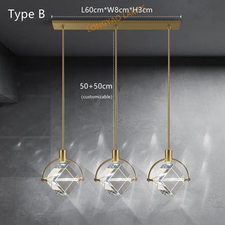 Crystal Cube LED Rotatable Pendant Chandelier-GraffitiWallArt