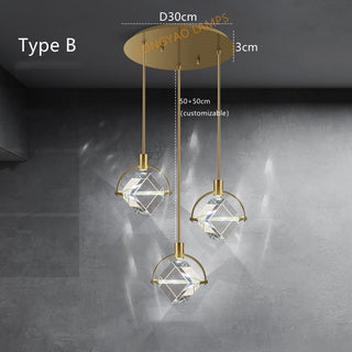 Crystal Cube LED Rotatable Pendant Chandelier-GraffitiWallArt