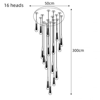 Crystal Drops Staircase Chandelier: Elegant Lighting-GraffitiWallArt