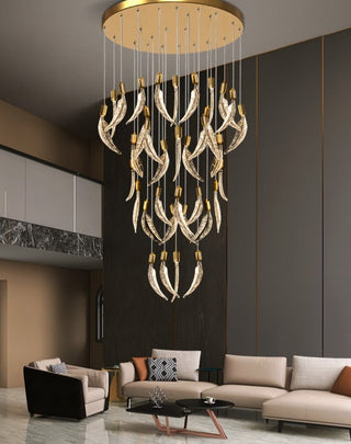 Crystal Feather Chandelier - Exquisite Lighting Décor-GraffitiWallArt