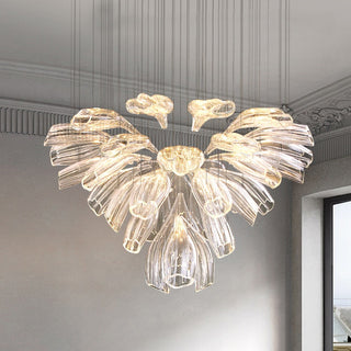 Crystal Glass Petals Chandelier: Elegant Lighting Fixtures-GraffitiWallArt