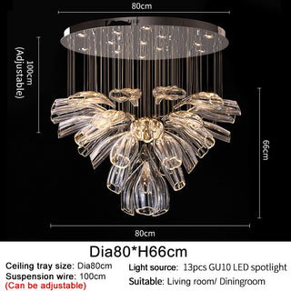 Crystal Glass Petals Chandelier: Elegant Lighting Fixtures-GraffitiWallArt