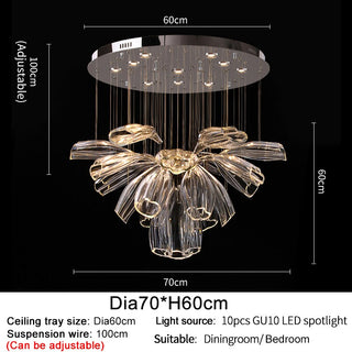 Crystal Glass Petals Chandelier: Elegant Lighting Fixtures-GraffitiWallArt