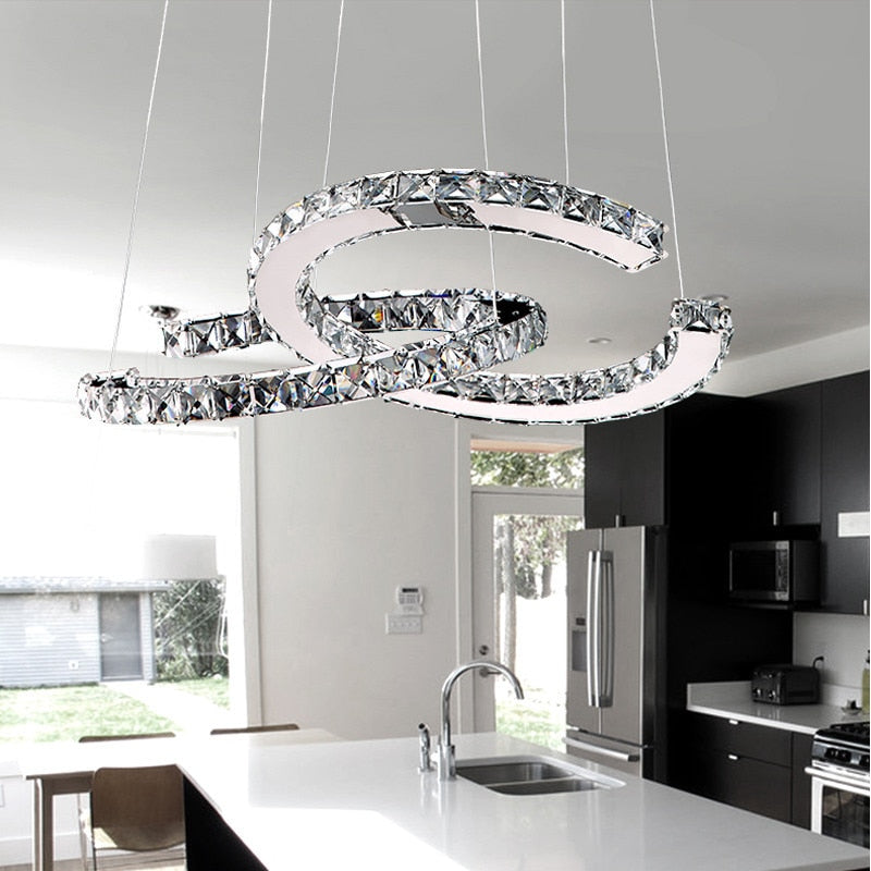 Crystal Loops Chandelier: Premium Lighting Décor-GraffitiWallArt