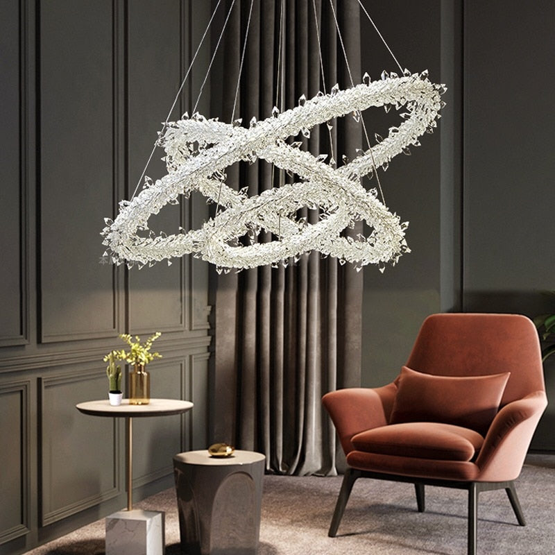 Crystal Ring Chandelier: Dazzling Lighting Fixture-GraffitiWallArt