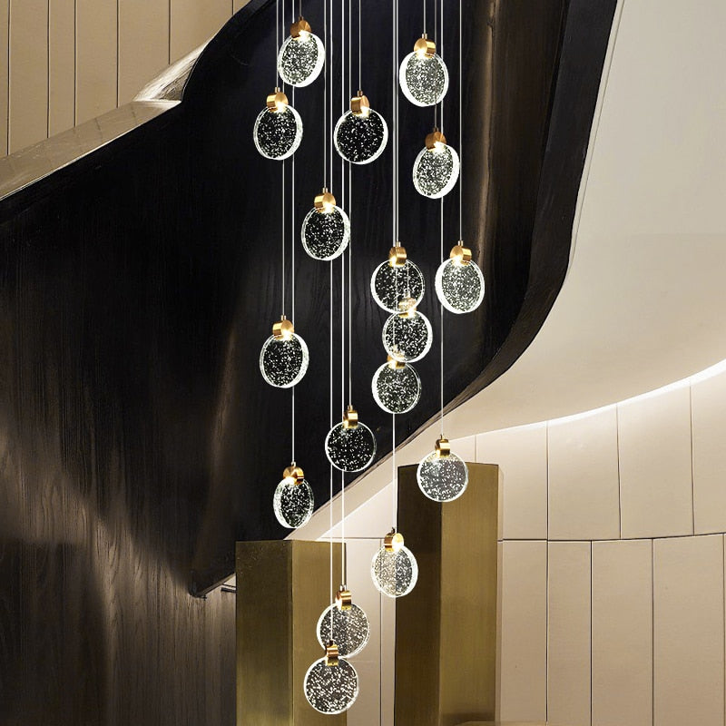 Crystal Rings Staircase Chandelier: Premium Lighting-GraffitiWallArt
