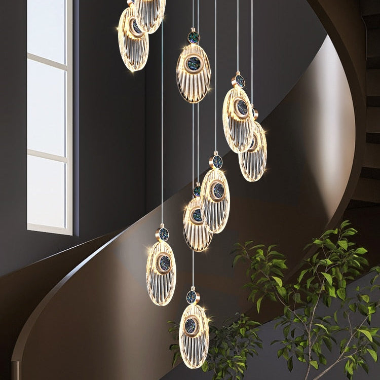 Crystal Shell Staircase Chandelier - Exquisite Lighting-GraffitiWallArt