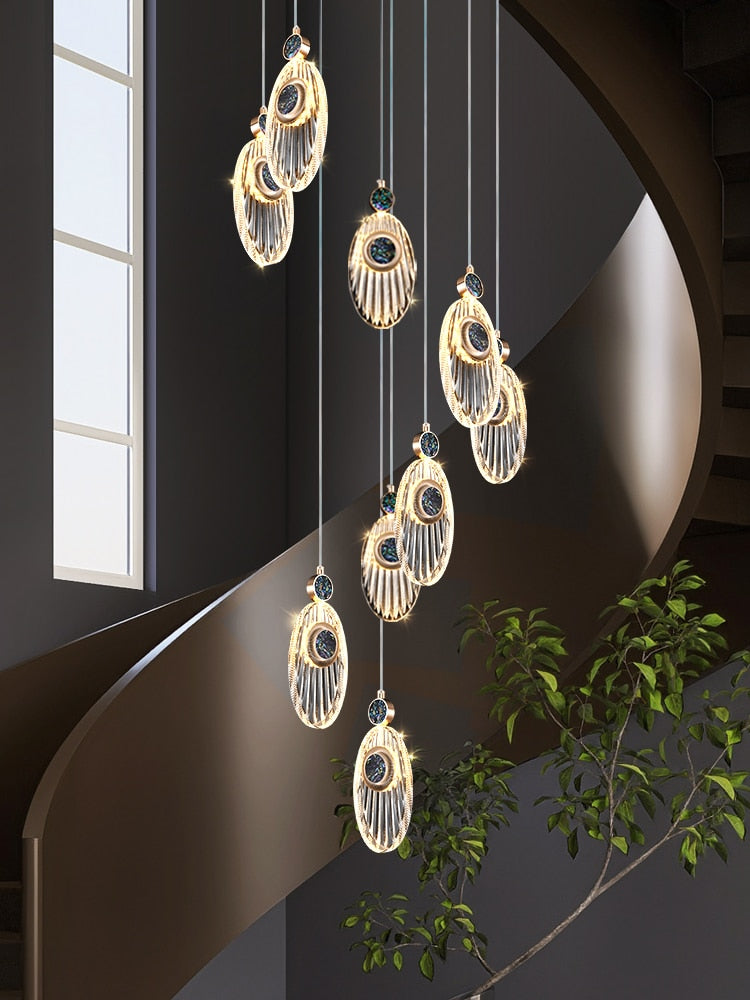 Crystal Shell Staircase Chandelier - Exquisite Lighting-GraffitiWallArt
