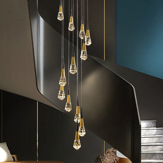 Crystal Spiral Cones Staircase Chandelier-GraffitiWallArt