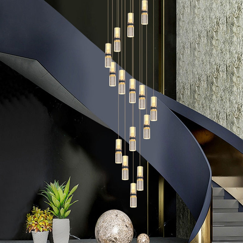 Crystal Tubes Staircase Chandelier: Enhance Your Space-GraffitiWallArt