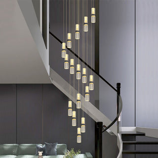 Crystal Tubes Staircase Chandelier: Enhance Your Space-GraffitiWallArt