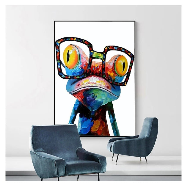 Cute Frog Canvas Wall Art-GraffitiWallArt