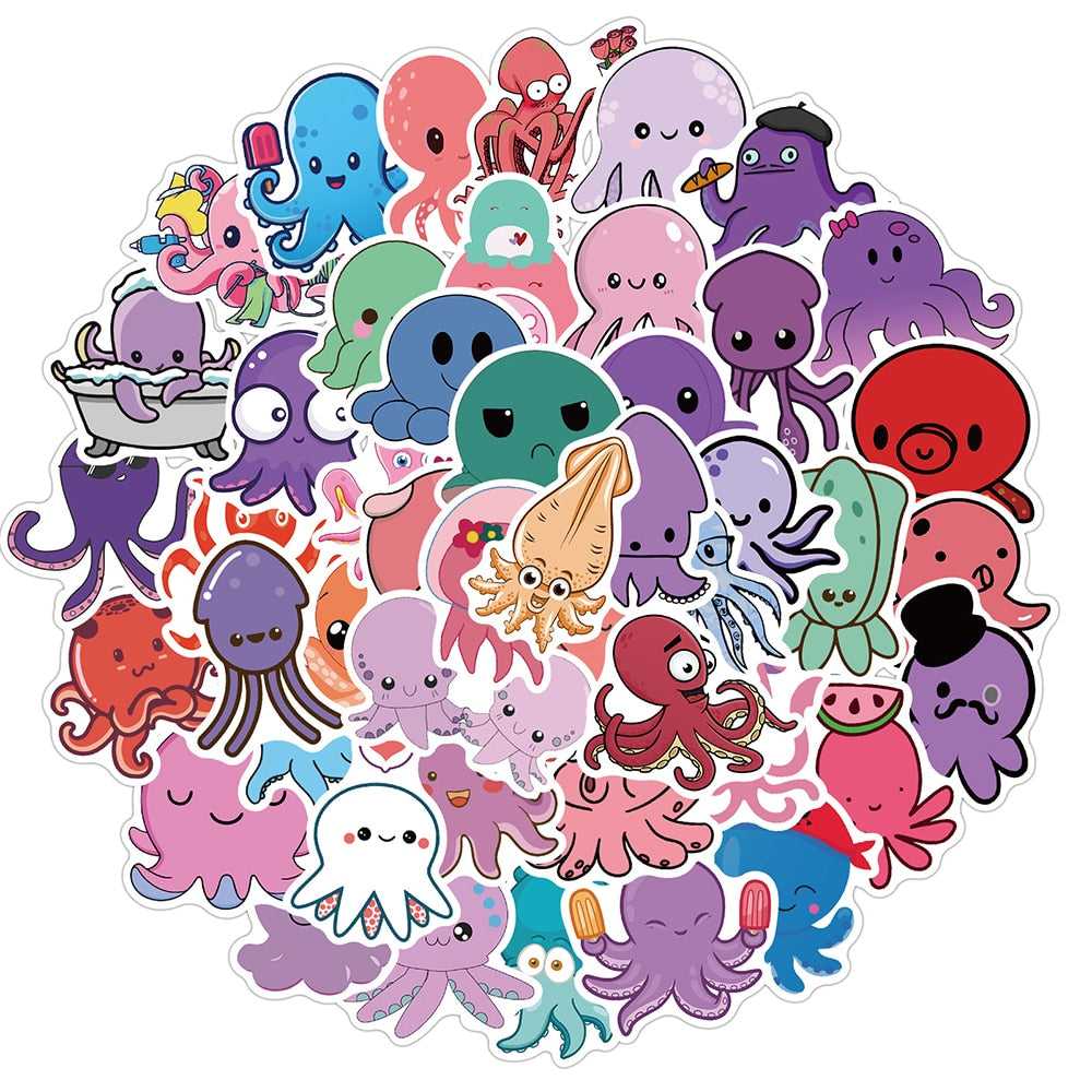 Cute Octopus Famous Stickers Pack - Waterproof Bundle-GraffitiWallArt