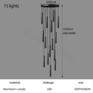 Cylindrical Pendant Staircase Chandelier-GraffitiWallArt