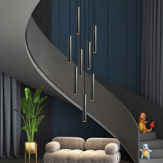 Cylindrical Pendant Staircase Chandelier-GraffitiWallArt