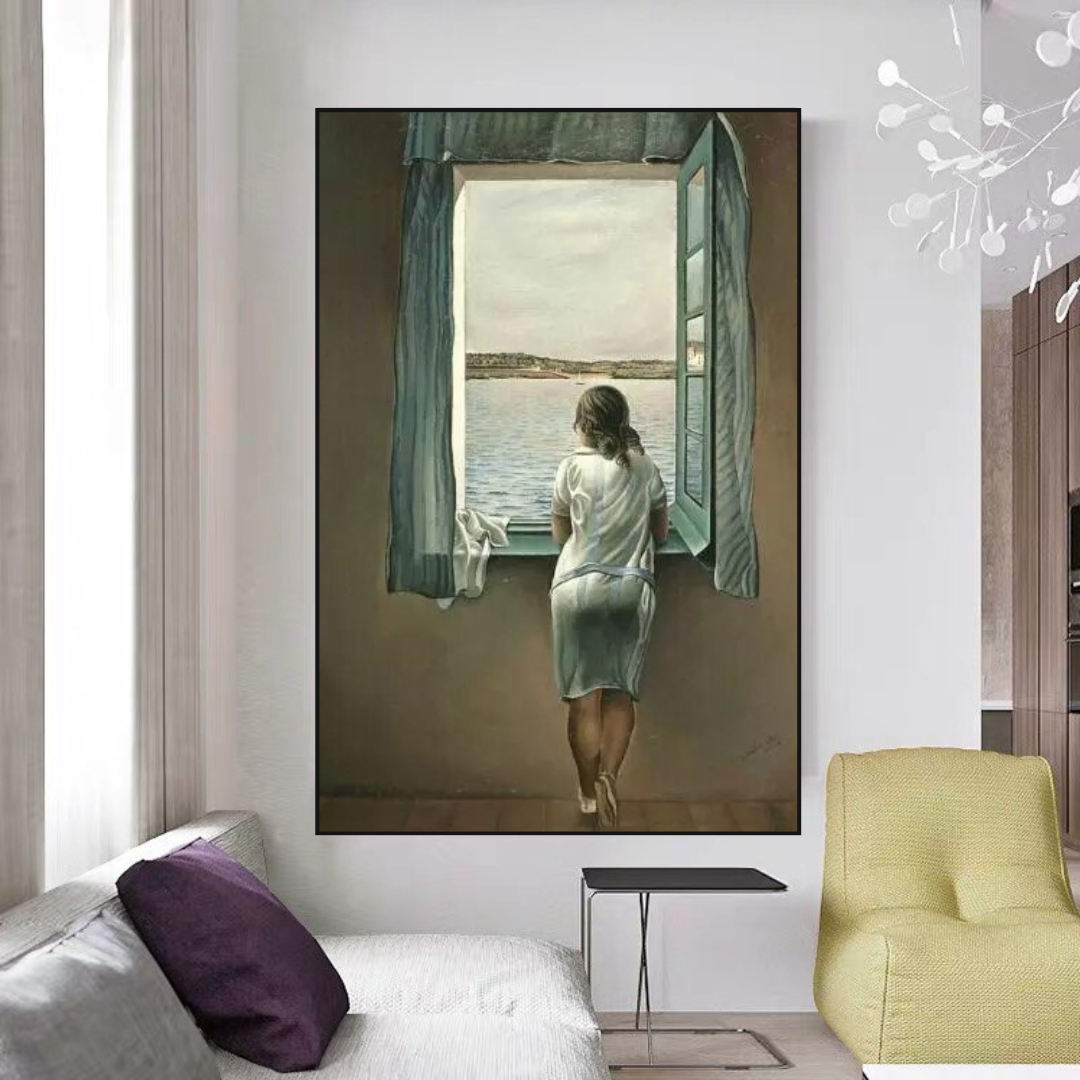 Dali Surreal Canvas Wall Art - Young Woman at The Window-GraffitiWallArt