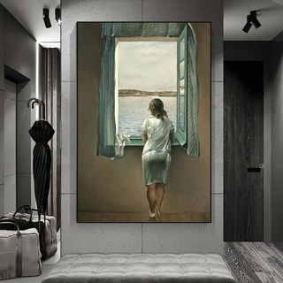 Dali Surreal Canvas Wall Art - Young Woman at The Window-GraffitiWallArt