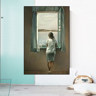 Dali Surreal Canvas Wall Art - Young Woman at The Window-GraffitiWallArt