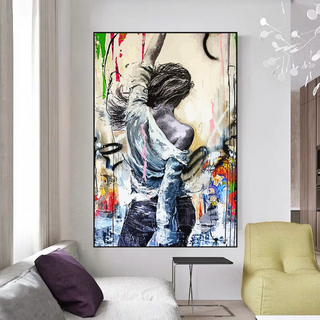 Dancing Girl Street Canvas Wall Art - Unique Collection-GraffitiWallArt