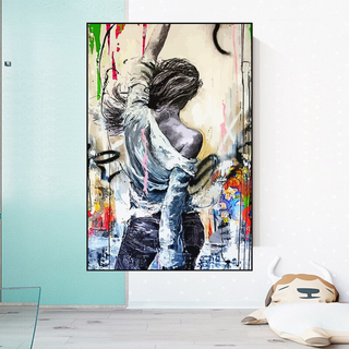 Dancing Girl Street Canvas Wall Art - Unique Collection-GraffitiWallArt