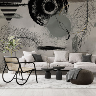 Dark Pattern Green - Living Room Wallpaper Mural-GraffitiWallArt