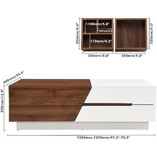 Dark Walnut Coffee Table Extendable with Storage-GraffitiWallArt