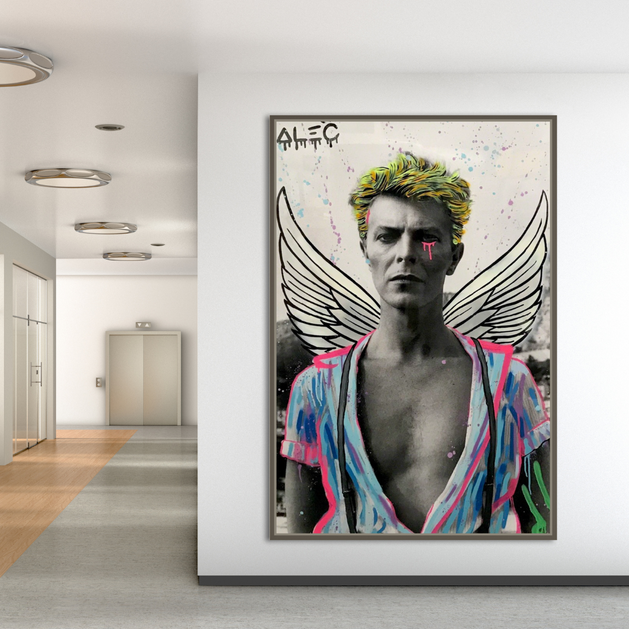 David Bowie Angel Singer by Alec Canvas Wall Art-GraffitiWallArt