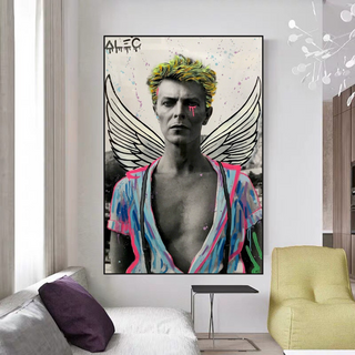 David Bowie Angel Singer by Alec Canvas Wall Art-GraffitiWallArt