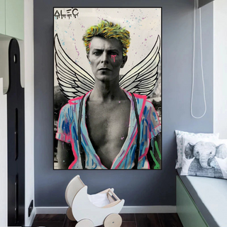 David Bowie Angel Singer by Alec Canvas Wall Art-GraffitiWallArt