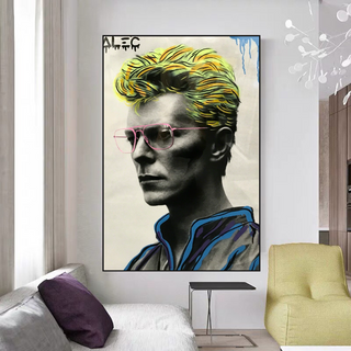 David Bowie Singer by Alec Canvas Wall Art-GraffitiWallArt