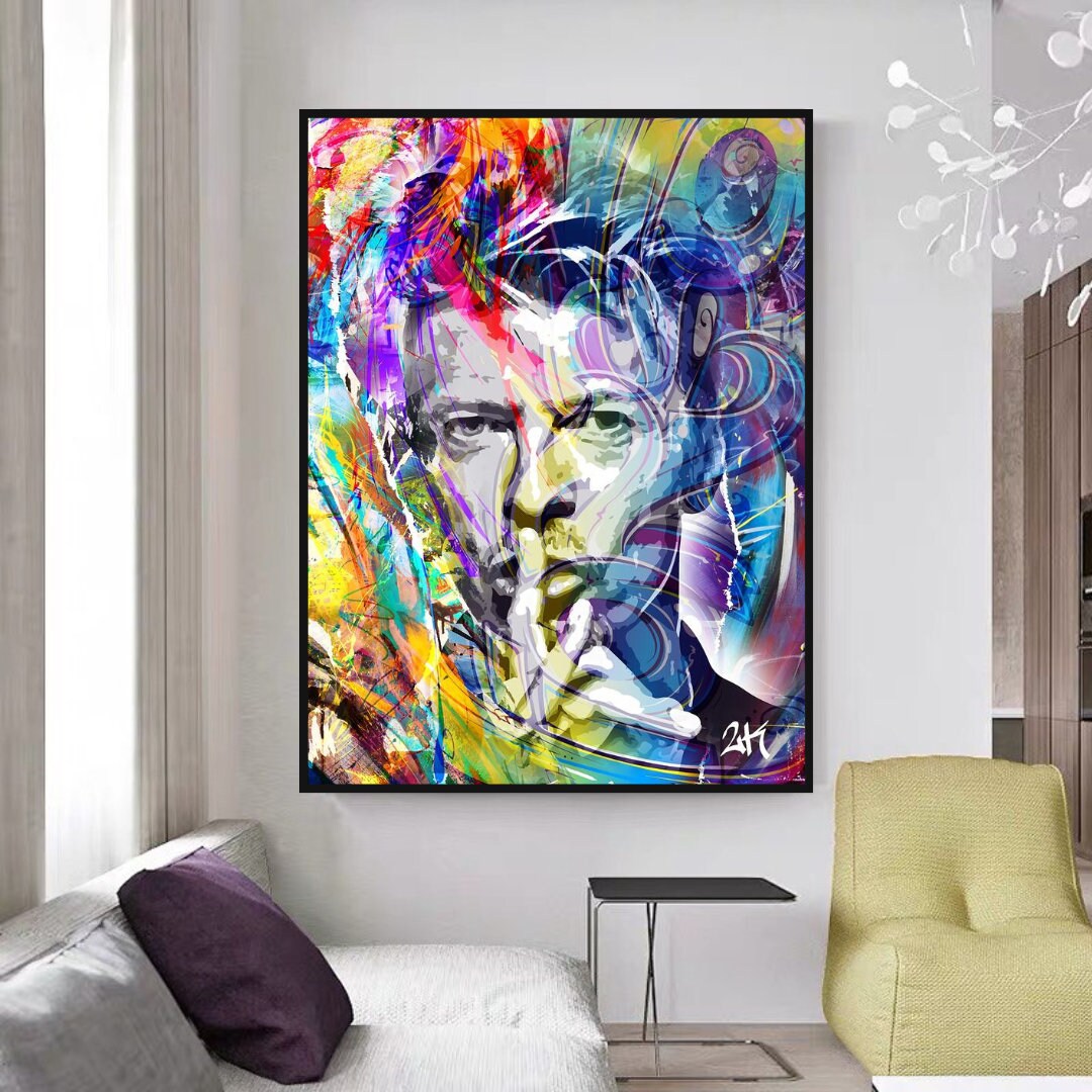 David Bowie Singer Famous Wall Canvas Art Wall Hanging-GraffitiWallArt