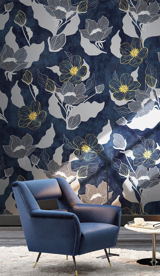 Deep Floral Bliss Wallpaper Mural-GraffitiWallArt