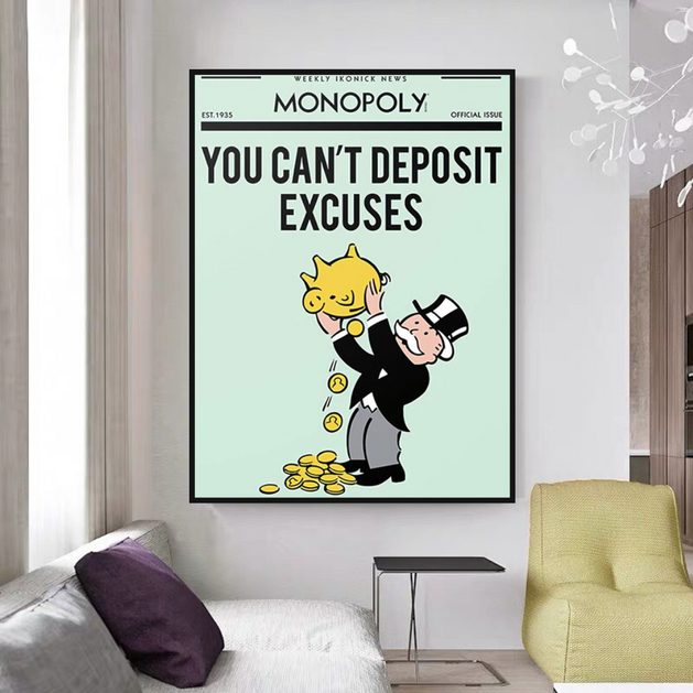 Deposit Excuses: Monopoly Canvas Wall Art-GraffitiWallArt