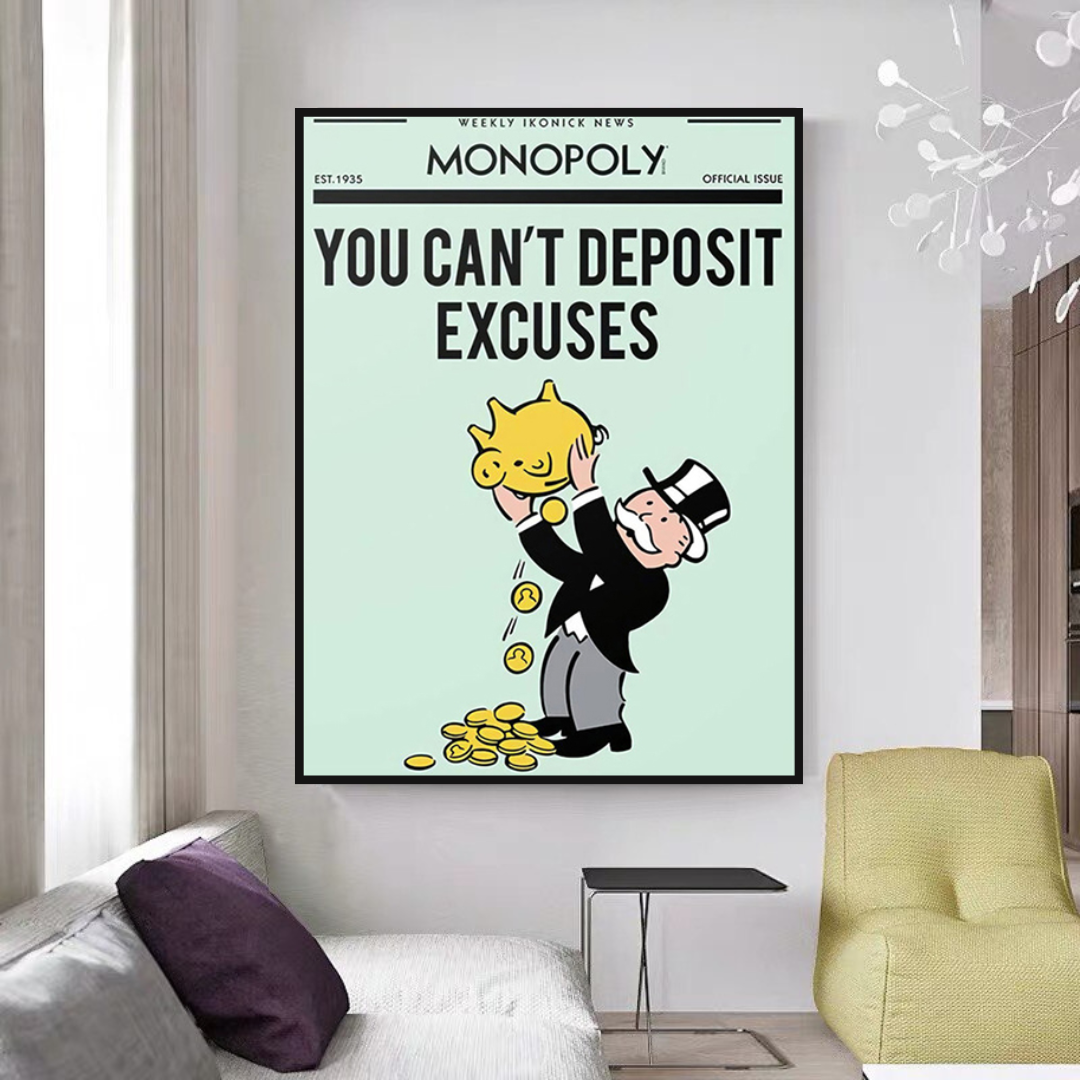 Deposit Excuses: Monopoly Canvas Wall Art-GraffitiWallArt