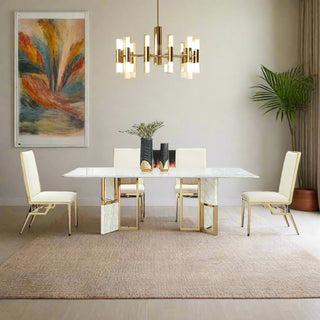 Classic Marble & Gold Texture Dining Table - GraffitiWallArt