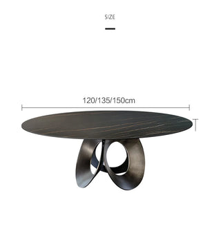 Minimalistic Metallic Rings Marble Top Dining Table - GraffitiWallArt