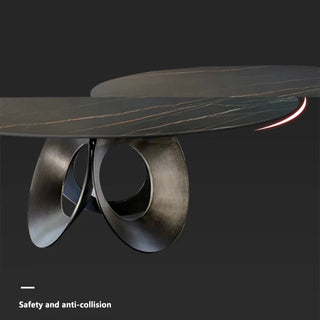 Minimalistic Metallic Rings Marble Top Dining Table - GraffitiWallArt