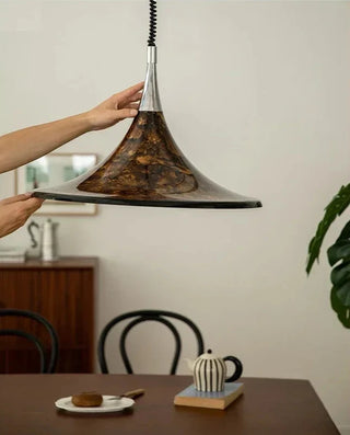 Modern Horn-Shaped LED Pendant Light – Sleek Iron Finish