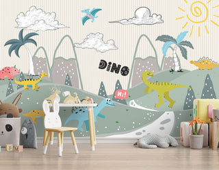 Dino Jungle - Kids Nursery Wallpaper Mural-GraffitiWallArt