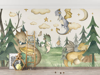 Dino Kingdom - Kids Room Wallpaper Mural-GraffitiWallArt